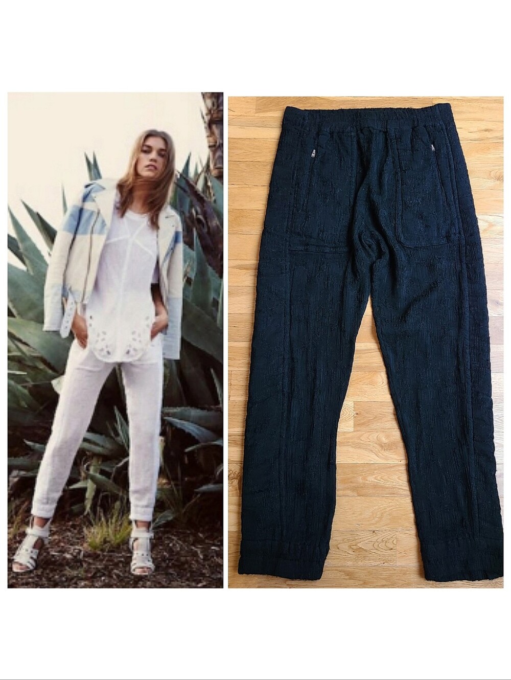 IRO Deron Pant US 6 Gauze Boho Trouser Jogger Pant Black Resortwear Coastal